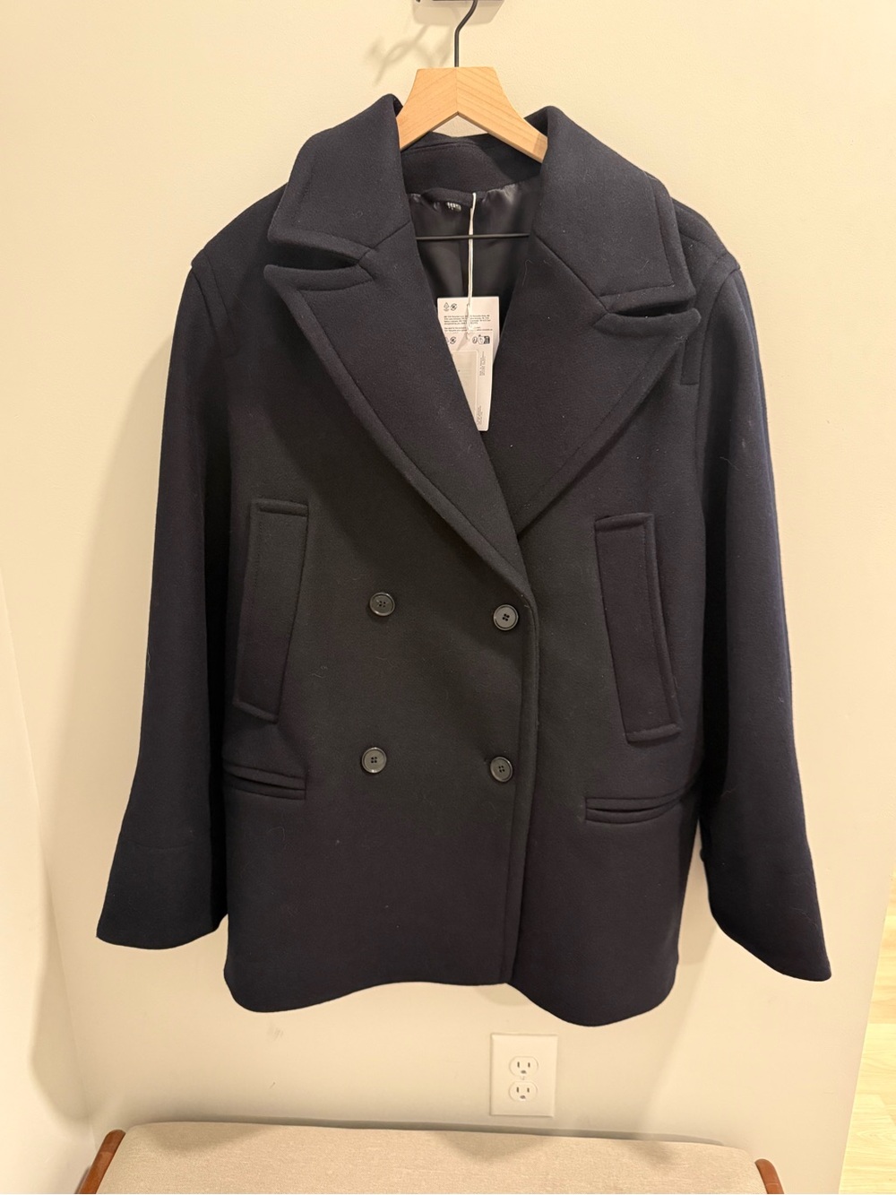 Navy & Other Stories Tailored Wool Pea Coat - LG